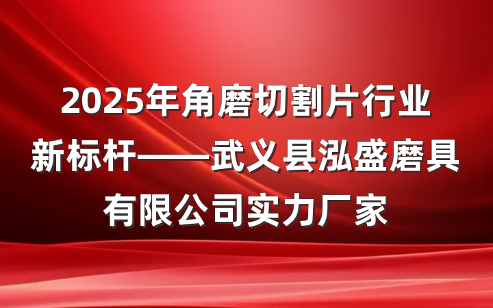 2025年角磨切割片行业新标杆——武义县泓盛磨具有限公司实力厂家