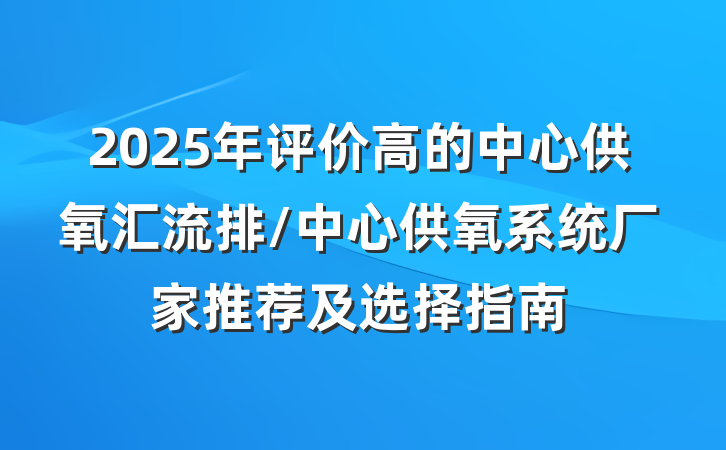 2025年评价高的中心供氧汇流排/中心供氧系统厂家推荐及选择指南