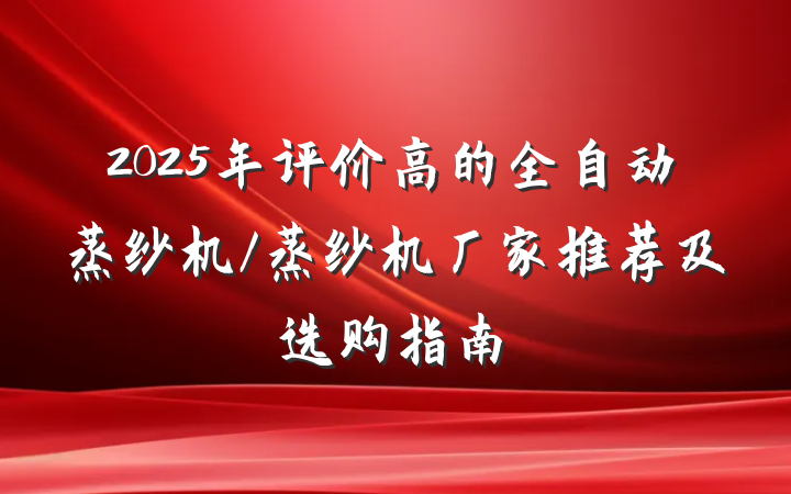 2025年评价高的全自动蒸纱机/蒸纱机厂家推荐及选购指南