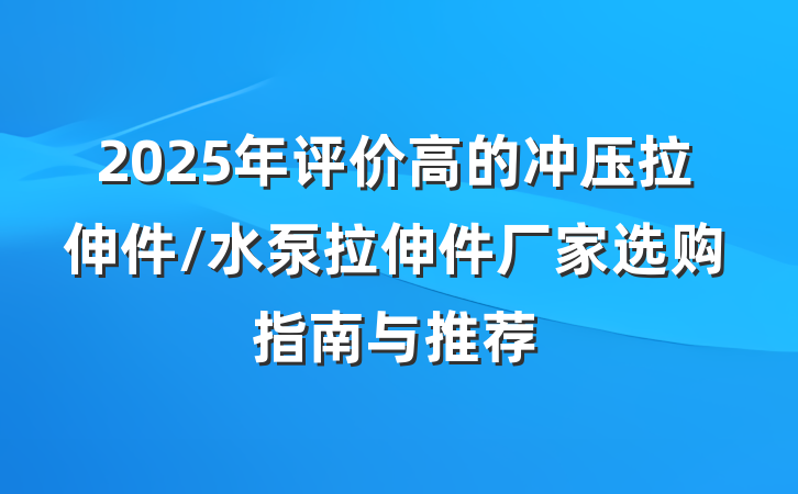 2025年评价高的冲压拉伸件/水泵拉伸件厂家选购指南与推荐