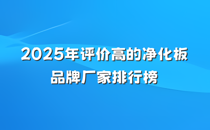 2025年评价高的净化板品牌厂家排行榜