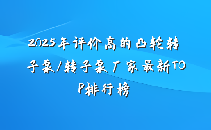 2025年评价高的凸轮转子泵/转子泵厂家最新TOP排行榜