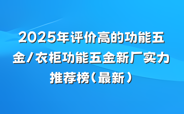 2025年评价高的功能五金/衣柜功能五金新厂实力推荐榜（最新）