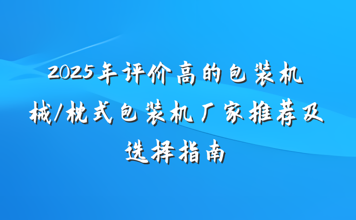 2025年评价高的包装机械/枕式包装机厂家推荐及选择指南
