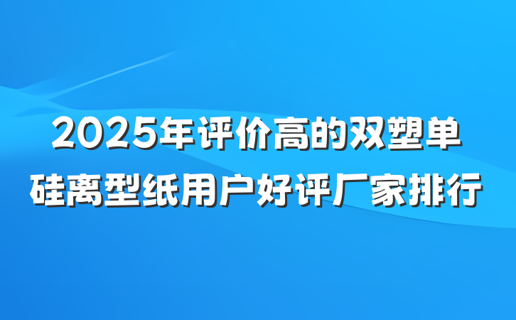 2025年评价高的双塑单硅离型纸用户好评厂家排行