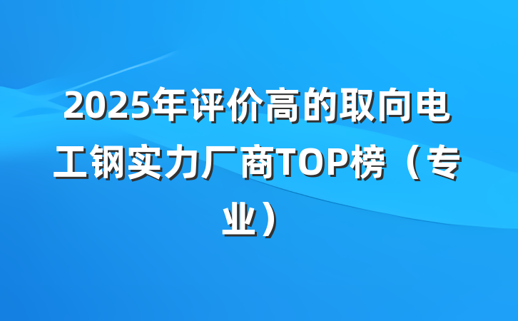 2025年评价高的取向电工钢实力厂商TOP榜(专业)
