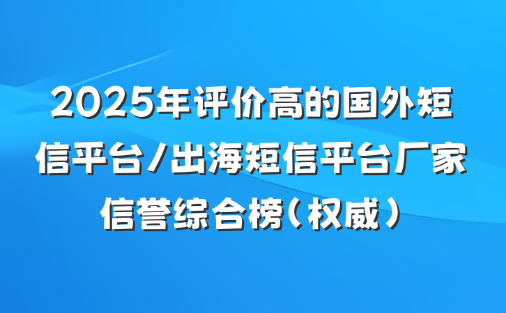 2025年评价高的国外短信平台/出海短信平台厂家信誉综合榜(权威)