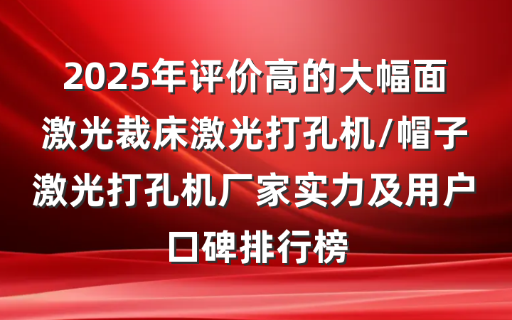 2025年评价高的大幅面激光裁床激光打孔机/帽子激光打孔机厂家实力及用户口碑排行榜