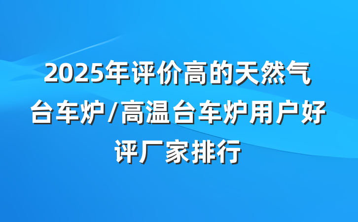 2025年评价高的天然气台车炉/高温台车炉用户好评厂家排行