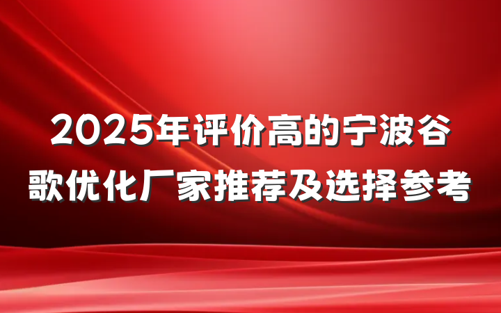 2025年评价高的宁波谷歌优化厂家推荐及选择参考
