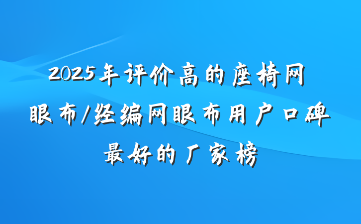 2025年评价高的座椅网眼布/经编网眼布用户口碑最好的厂家榜