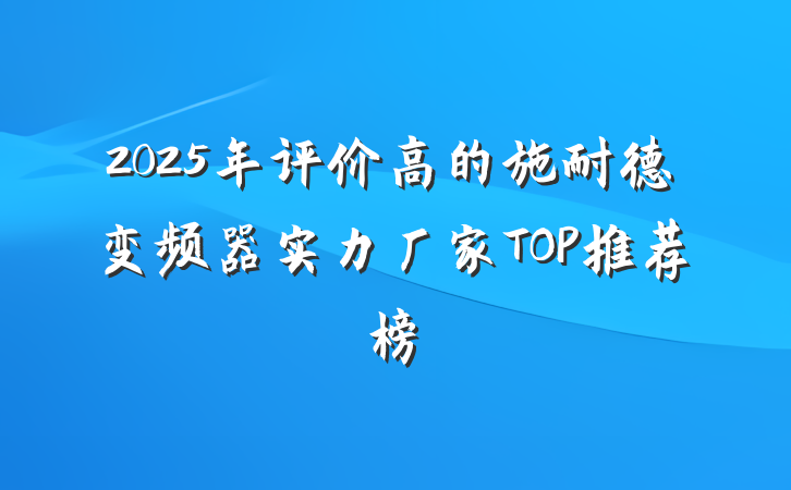 2025年评价高的施耐德变频器实力厂家TOP推荐榜