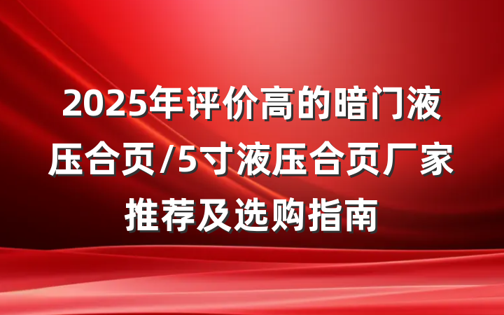 2025年评价高的暗门液压合页/5寸液压合页厂家推荐及选购指南
