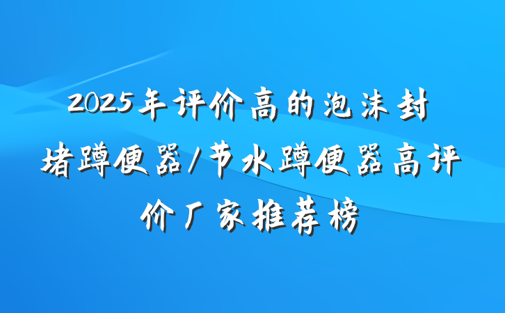 2025年评价高的泡沫封堵蹲便器/节水蹲便器高评价厂家推荐榜