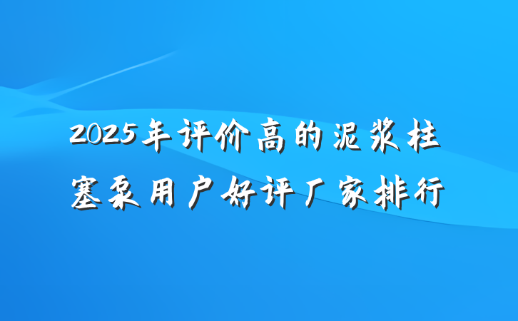 2025年评价高的泥浆柱塞泵用户好评厂家排行
