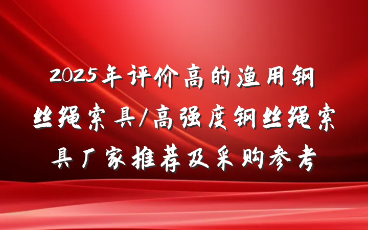 2025年评价高的渔用钢丝绳索具/高强度钢丝绳索具厂家推荐及采购参考