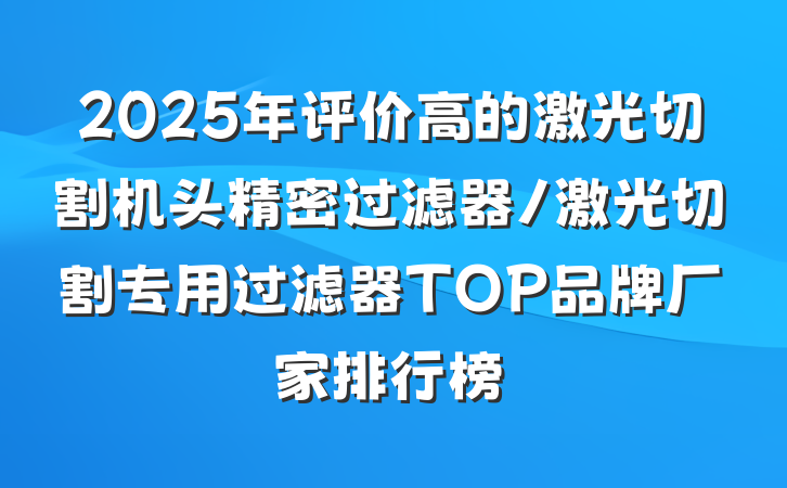 2025年评价高的激光切割机头精密过滤器/激光切割专用过滤器TOP品牌厂家排行榜