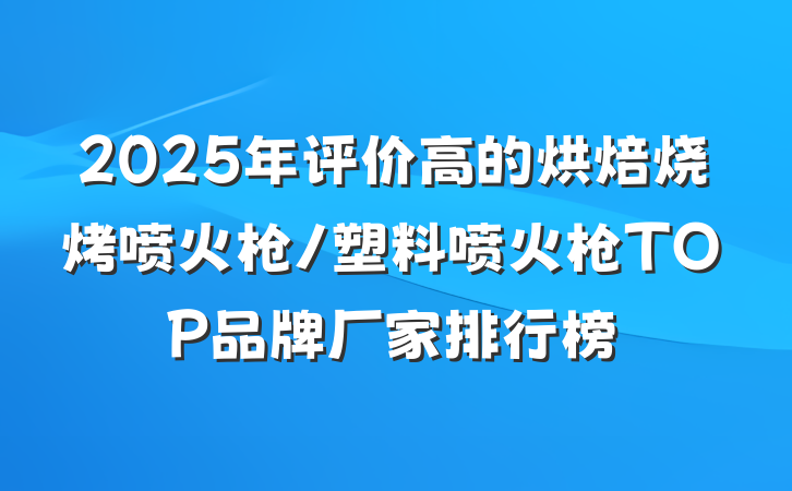 2025年评价高的烘焙烧烤喷火枪/塑料喷火枪TOP品牌厂家排行榜