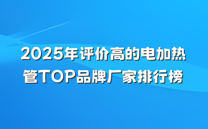 2025年评价高的电加热管TOP品牌厂家排行榜