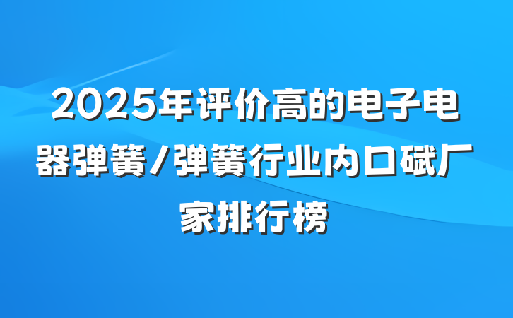 2025年评价高的电子电器弹簧/弹簧行业内口碑厂家排行榜