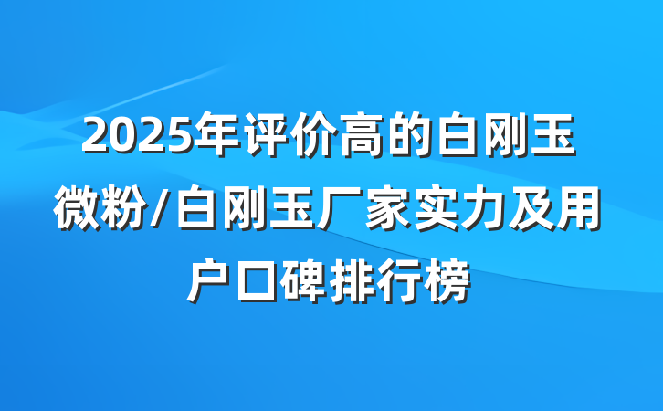 2025年评价高的白刚玉微粉/白刚玉厂家实力及用户口碑排行榜