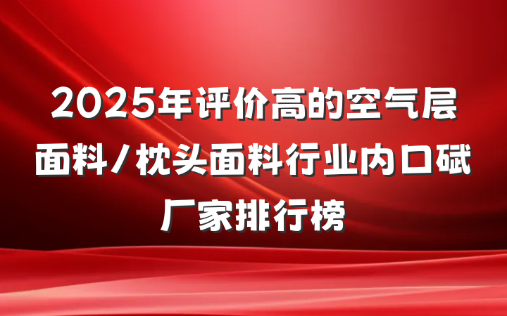 2025年评价高的空气层面料/枕头面料行业内口碑厂家排行榜
