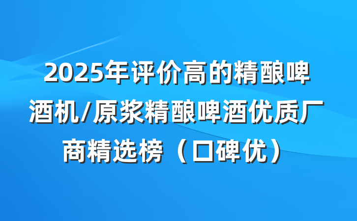 2025年评价高的精酿啤酒机/原浆精酿啤酒优质厂商精选榜（口碑优）