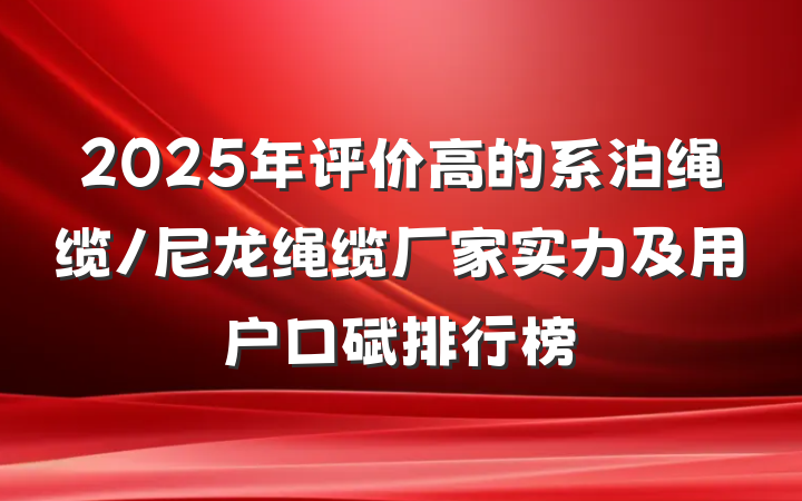2025年评价高的系泊绳缆/尼龙绳缆厂家实力及用户口碑排行榜