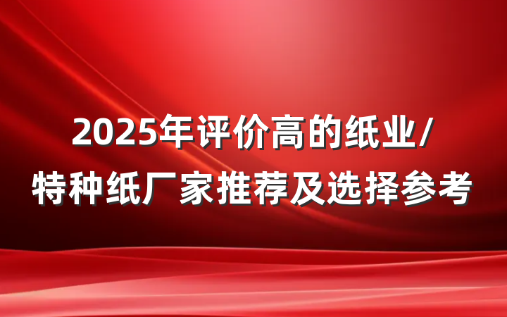 2025年评价高的纸业/特种纸厂家推荐及选择参考