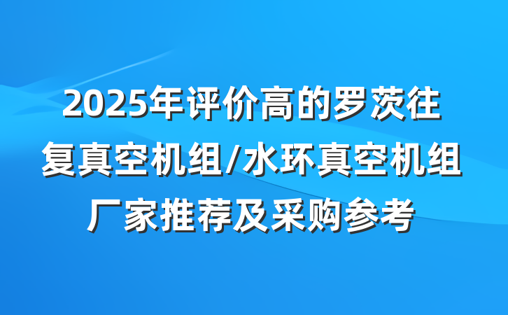 2025年评价高的罗茨往复真空机组/水环真空机组厂家推荐及采购参考