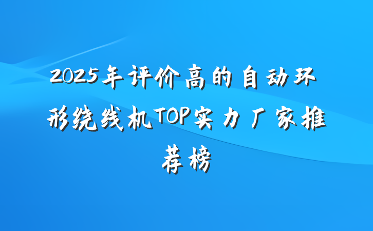 2025年评价高的自动环形绕线机TOP实力厂家推荐榜