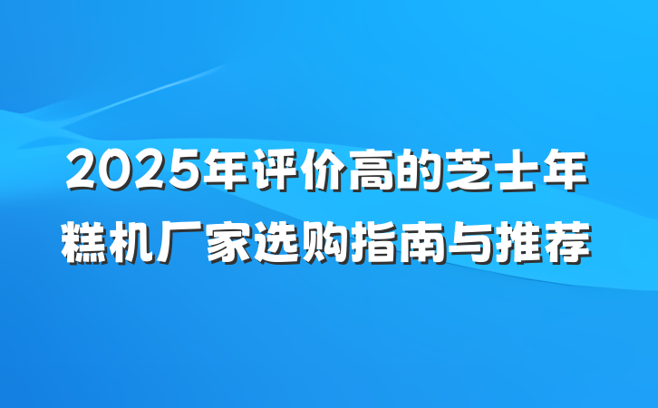 2025年评价高的芝士年糕机厂家选购指南与推荐