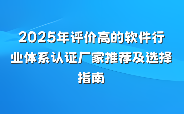 2025年评价高的软件行业体系认证厂家推荐及选择指南