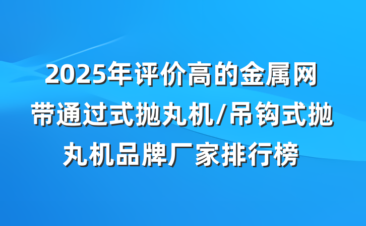 2025年评价高的金属网带通过式抛丸机/吊钩式抛丸机品牌厂家排行榜