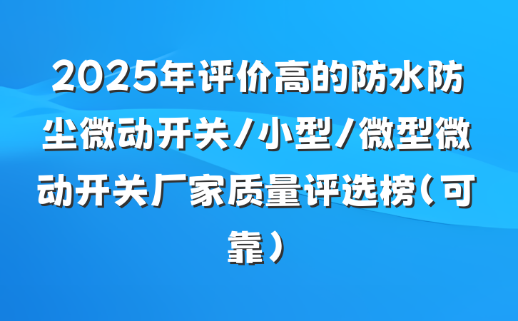 2025年评价高的防水防尘微动开关/小型/微型微动开关厂家质量评选榜(可靠)
