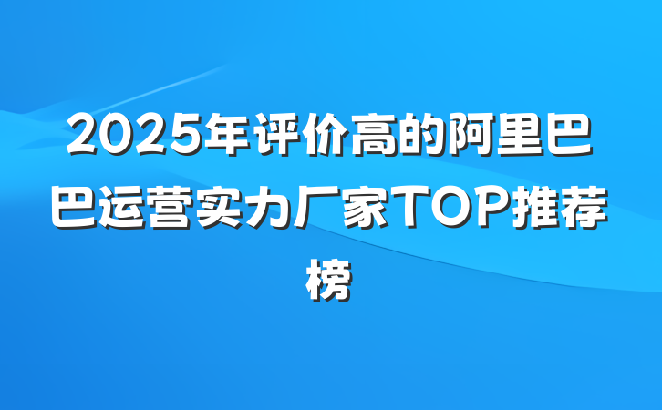 2025年评价高的阿里巴巴运营实力厂家TOP推荐榜
