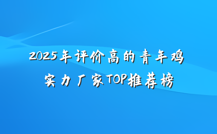 2025年评价高的青年鸡实力厂家TOP推荐榜