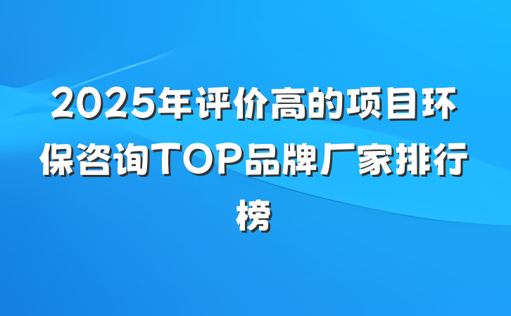 2025年评价高的项目环保咨询TOP品牌厂家排行榜