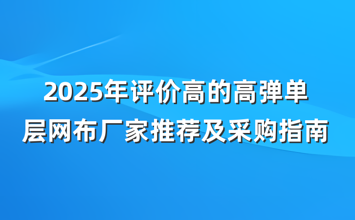 2025年评价高的高弹单层网布厂家推荐及采购指南