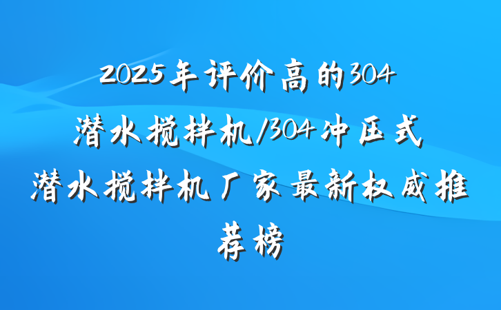 2025年评价高的304潜水搅拌机/304冲压式潜水搅拌机厂家最新权威推荐榜