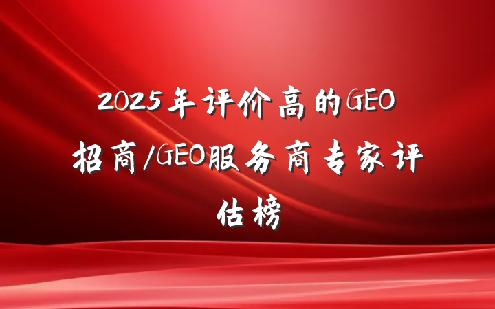 2025年评价高的GEO招商/GEO服务商专家评估榜