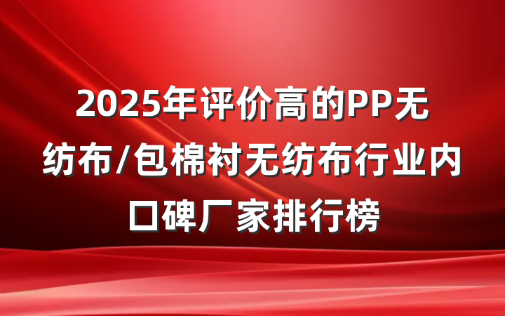 2025年评价高的PP无纺布/包棉衬无纺布行业内口碑厂家排行榜