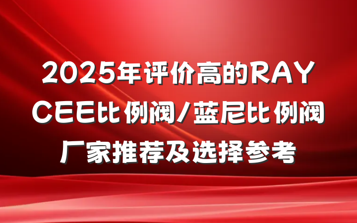 2025年评价高的RAYCEE比例阀/蓝尼比例阀厂家推荐及选择参考