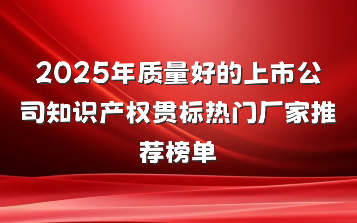 2025年质量好的上市公司知识产权贯标热门厂家推荐榜单