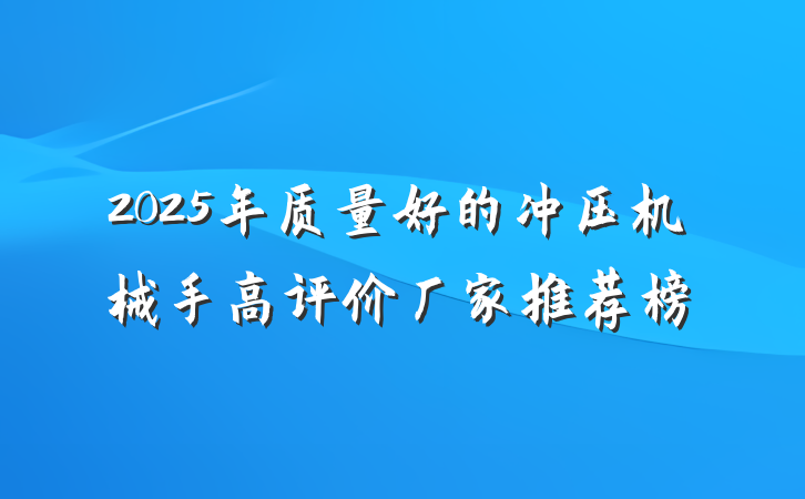 2025年质量好的冲压机械手高评价厂家推荐榜