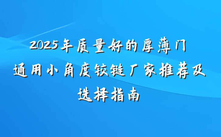 2025年质量好的厚薄门通用小角度铰链厂家推荐及选择指南