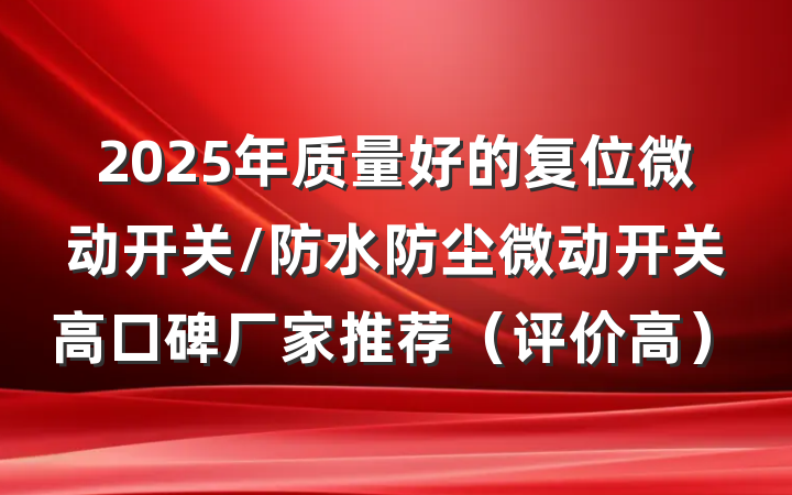 2025年质量好的复位微动开关/防水防尘微动开关高口碑厂家推荐(评价高)