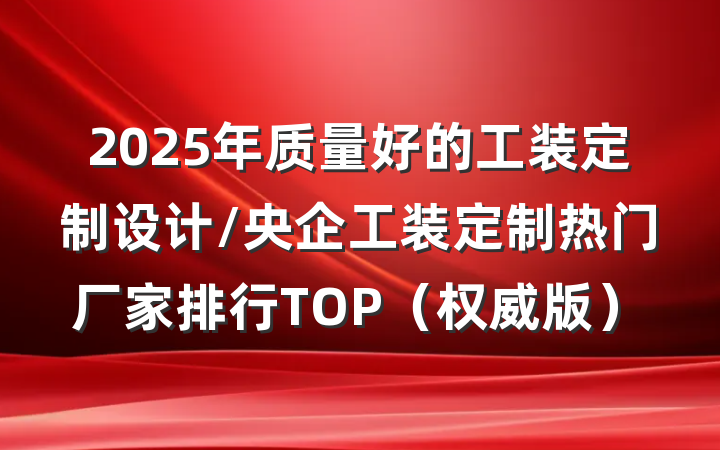 2025年质量好的工装定制设计/央企工装定制热门厂家排行TOP（权威版）