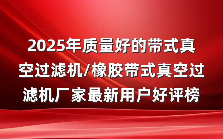2025年质量好的带式真空过滤机/橡胶带式真空过滤机厂家最新用户好评榜