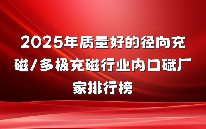 2025年质量好的径向充磁/多极充磁行业内口碑厂家排行榜